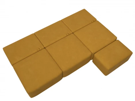 Диван угловой модульный с пуфом Лига-060 НПБ Лонг угол универсальный (ЛДСП,Брус,Фанера/Пластик/Велюр/Желтый) Лига Диванов 129526