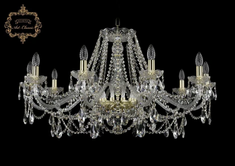 Подвесная люстра Art Classic 11.25 11.25.10.360.Gd.Sp (220V, хрусталь, на цепи, подсвечник, свеча)