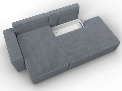 Диван угловой Лига-079 угол левый (ДСП/Пластик/Велюр/Серый) Лига Диванов 129823L