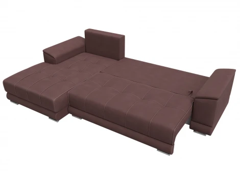 Диван угловой НордСтар левый угол (ДСП,Брус/Пластик/Замша/Бордовый) Лига Диванов 128210L