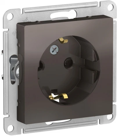 Розетка встраиваемая с заземлением и шторками (мокко) Systeme Electric AtlasDesign ATN000645