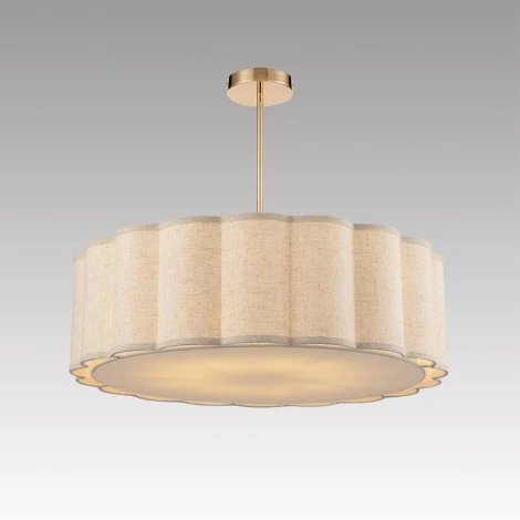 Потолочная люстра на штанге Lumion Kortni 8287/7 золотой/бежевый, металл/текстиль Е14 7*40W 220V KORTNI
