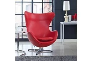 Кресло Egg Chair RedDeluxML035 база алюминий, кожа красная