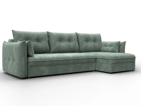 Диван угловой Лига-100 НПБ угол универсальный (ДСП,Фанера/Пластик/Велюр/Зеленый) Лига Диванов 133660