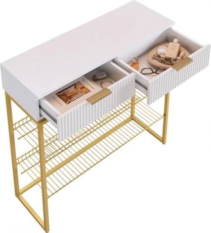 Обувница Классная 1 Mebelson (ЛДСП,Металл/Светлое дерево,Белый,Золотой) арт.172188,3326