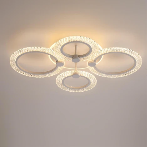 Потолочная люстра светодиодная c подсв. осн. Lumion Molly 8017/60CL белый/прозрачный металл/акрилл LED 60W 220V 3000-6000K