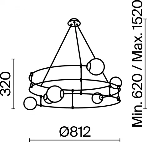 Подвесная люстра Maytoni Balance MOD317PL-06B (220V, на тросе, шарики, кольцо)