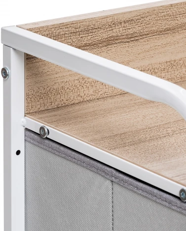 Комод Leset Ноа 5 ящ., Каркас Белый, Светло-серый (Сталь,Искусственный лен/Белый) арт.2500000183454