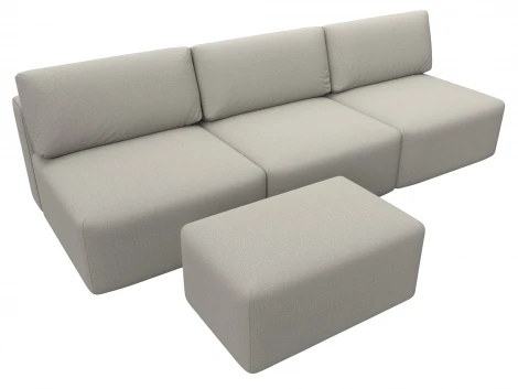 Диван прямой модульный с пуфом Лига-060 НПБ Лонг (ЛДСП,Брус,Фанера/Пластик/Рогожка/Бежевый) Лига Диванов 129708