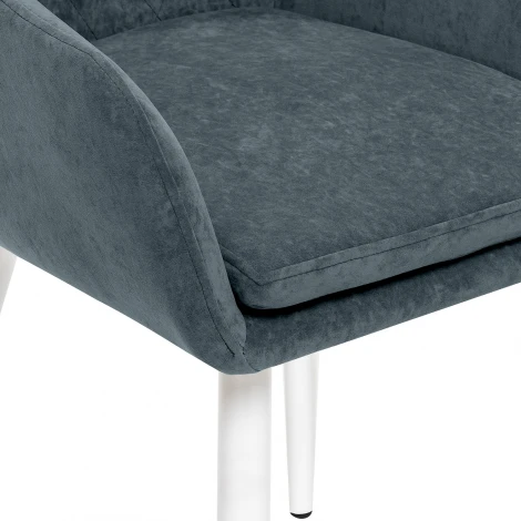 Стул с подлокотниками Слим, каркас Белый, велюр Темно-зеленый 2500000185939 Leset