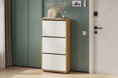 Обувница Арника ОБ 4, Дуб золотой, Белый шагрень, Белый