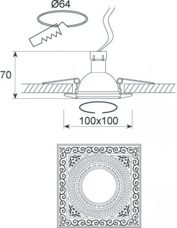 Встраиваемый светильник Donolux SN1582 SN1583-French gold+Brown copper (220V)