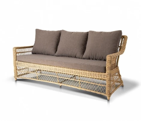 Диван трехместный из искусственного ротанга, цвет соломенный 4SIS Гранд Латте YH-C3881W