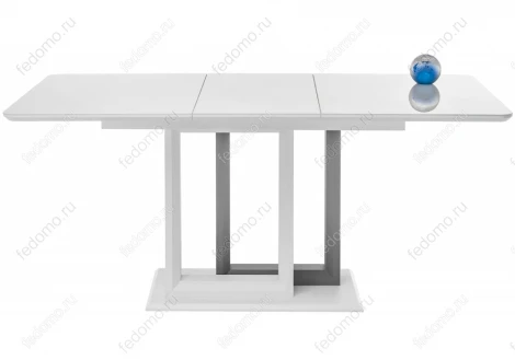 Стол на тумбе Woodville Санса белый / белая шагрень / грей 462081