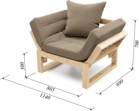 Кресло Arsko Амбер сосна бежевый велюр