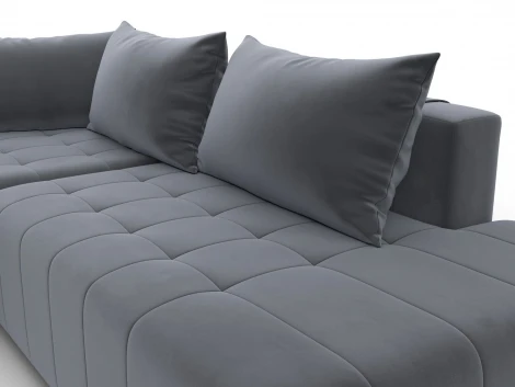 Диван угловой Лига-103 НПБ угол левый (ДСП,Брус,Фанера,Велюр/Серый) Лига Диванов 134817L