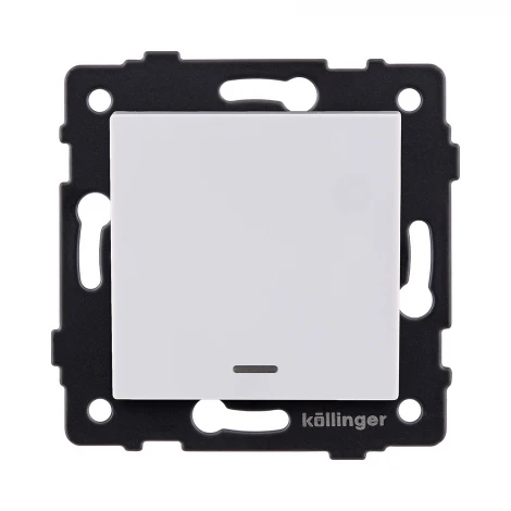Выключатель 1-клавишный проходной 10А/250В с LED подсветкой, белый Kollinger REA-S-004WH для Aspekt, Eleganz, Reflex