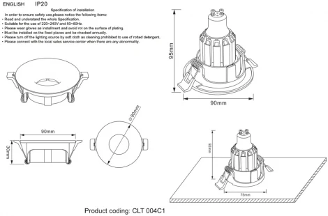 Встраиваемый светильник Crystal Lux CLT 004C1 CH 004 (220V, круглые)