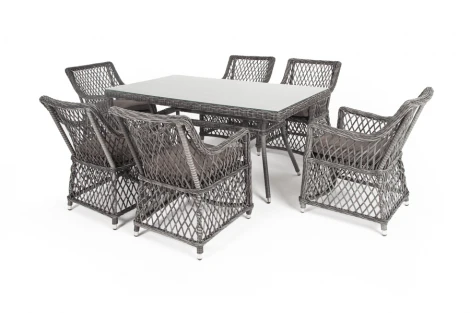 Обеденная группа плетеная, цвет графит 4SIS Латте LC6T-7-SET graphite