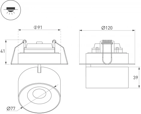 Встраиваемый точечный светильник SP-PLURIO-BUILT-TRIMLESS-R120-9W Warm3000 (BK-CHR, 36 deg, 230V) (Arlight, IP20 Металл) 038064 (LED)