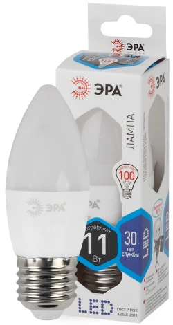 Лампочка светодиодная E27 11W ЭРА LED B35-11W-840-E27