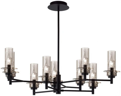 Потолочная люстра на штанге Lumion Madonna 6555/9C черный/дымчатый/металл/стекло E14 9*40W 220V