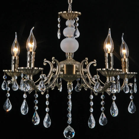 Подвесная люстра ILLUMICO IL9927-5PSQ-24 AB CASTOR (220V, на цепи, подсвечник, свеча)