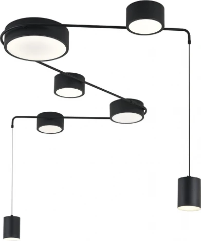 Потолочный светильник круглый (14028/7С Black) Indigo Modulo V000160L (регулировка яркости, LED, 220V, пульт управления)