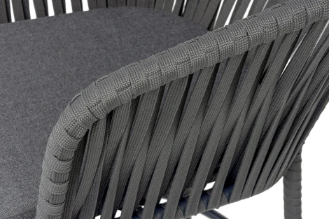"Бордо" стул барный плетеный из роупа, каркас из стали темно-серый (RAL7024) муар, роуп серый 15мм, ткань темно-серая 027 NEW 4SIS BOR-BCH-st002 RAL7024 Mua grey(D-gray027)