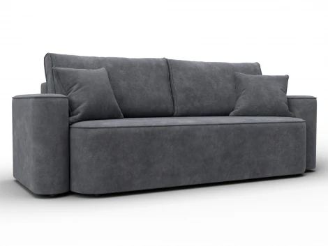 Диван прямой Лига-118 НПБ (ДСП,ЛДСП,Брус,Фанера,Велюр/Темно-серый) Лига Диванов 137068