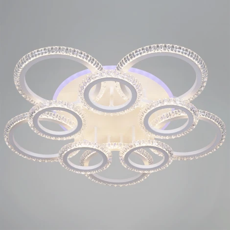 Потолочная люстра светодиодная на штанге с пультом с регулировкой цветовой температуры, яркости и ночным режимом Reluce 36890-0.3-5+5A WH (RGB)