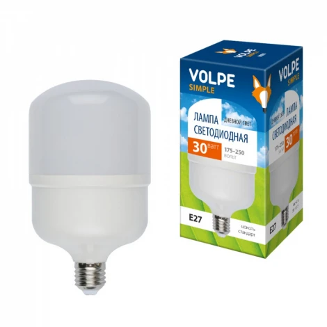 Лампочка светодиодная цилиндр белая E27 30W 6500K Volpe LED-M80-30W/DW/E27/FR/S