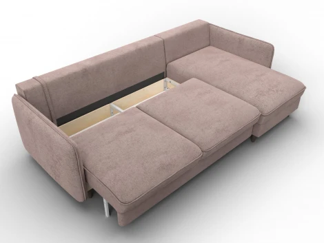 Диван угловой Лига-064 НПБ угол универсальный (ДСП/Дерево/Велюр/Бежевый) Лига Диванов 129627