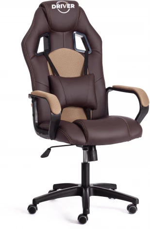 Кресло DRIVER (22) кож/зам/ткань, коричневый/бронза, 36-36/TW-21 Tetchair 19296