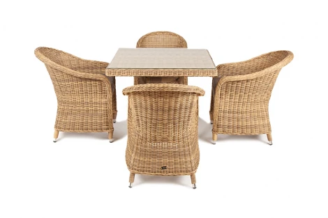 Обеденная группа из искусственного ротанга, цвет соломенный 4SIS Фредо FC4T-5-SET