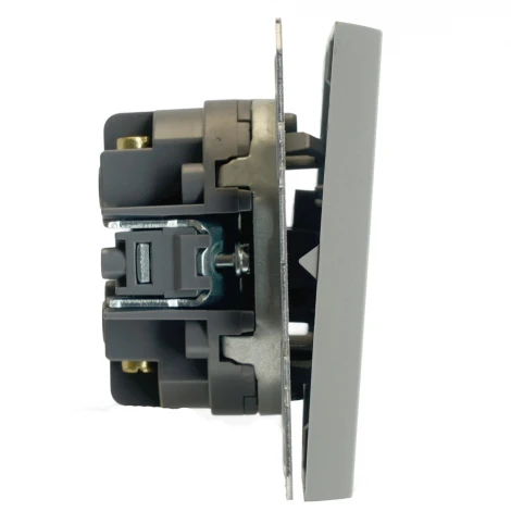 Переключатель двухклавишный перекрестный (платиново-серый, soft touch) Stekker Эмили 50166