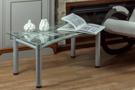 Стол журнальный Робер 3М металлик/прозрачное от фабрики Mebelik