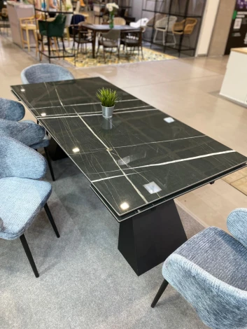 Стол БОГАРТ 200 TITANIUM BLACK PULIDO, керамика / Черный М-City