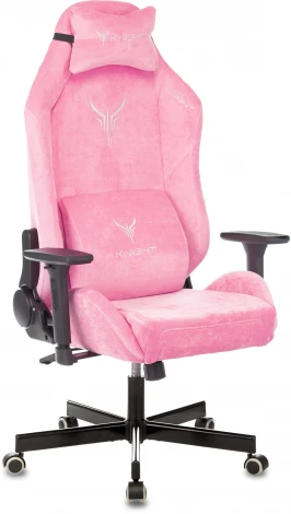 Кресло игровое Knight N1 Fabric розовый Velvet 36 с подголов. крестовина металл
