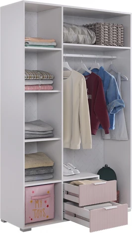 Зефир Шкаф трехдверный 109.02 Mebelson (ЛДСП,ПВХ,МДФ,Металл,Зеркало/Светлое дерево,Розовый) арт.UL.109-M.103.02.3095