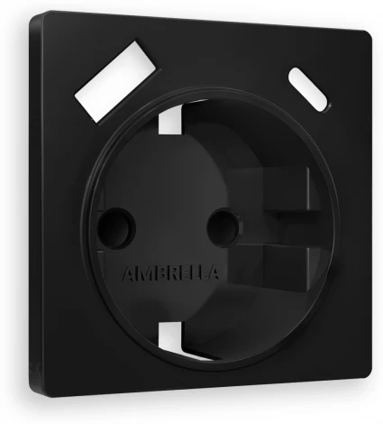 Лицевая панель Ambrella Volt ALFA (Черный матовый) для электрической розетки с заземлением со шторками 2USB A+C QUANT AP8100