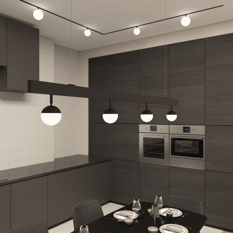 Трековый светильник LED с ПДУ 220V Denkirs Smart Mon DK8050-BK (шар)