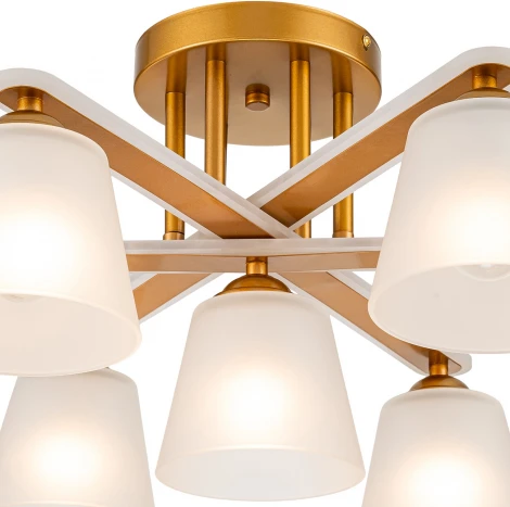 Потолочная люстра на штанге Escada Silva 1101/7PL 7х60Вт E27, металл/стекло, золото