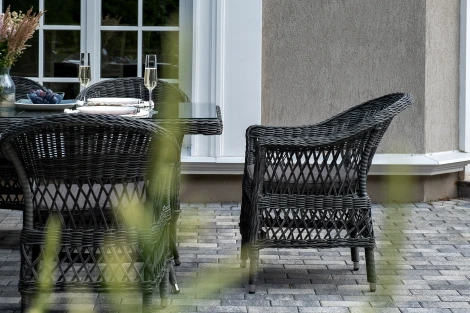 "Амароне" обеденная группа из искусственного ротанга на 6 персон, цвет графит 4SIS арт.УТ-00007688