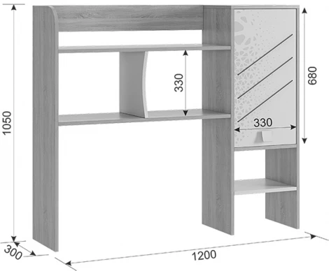 Энерджи Надстройка 1200 прямая Mebelson (ЛДСП/Дуб сонома,Белый) арт.MDE-08.1623
