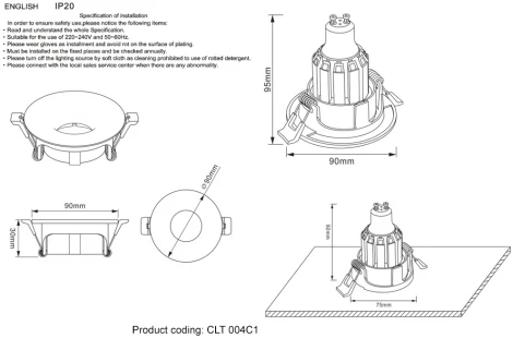 Светильник встраиваемый Crystal Lux CLT 004 004C1 GO (220V, круглые)