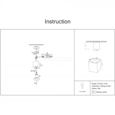 Накладной потолочный светильник Slim GU10 1x50Вт Maytoni Technical C013CL-01W (220V)