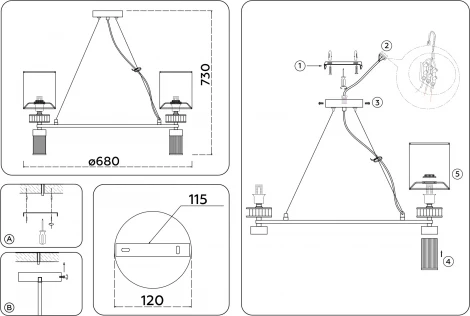 Подвесная люстра Ambrella High Light LH71291 (220V, на тросе)