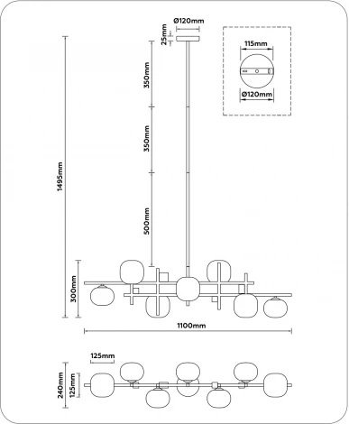 Потолочная люстра на штанге Ambrella High Light LH51017 (220V)
