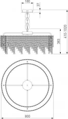 Подвесная люстра Wi-Fi хрустальная Eurosvet Blitz 60159 хром/ прозрачный хрусталь Strotskis хром (220V, управление смартфоном, голосовое управление, умный дом - Minimir Home, Алиса, Маруся, Салют, на цепи)